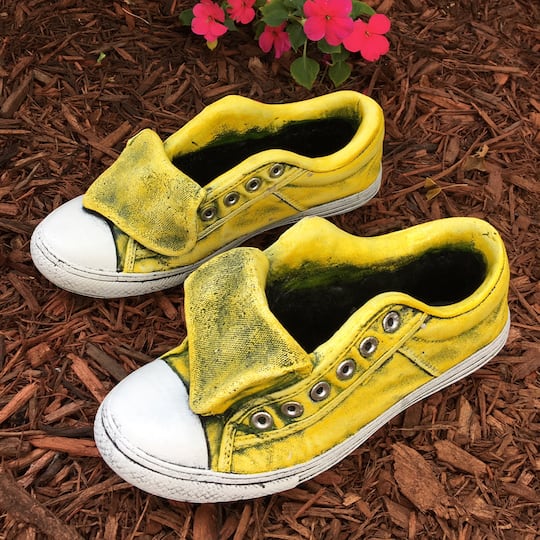 Santa's Workshop 11" Yellow Sneaker Cement Planter, 2ct.